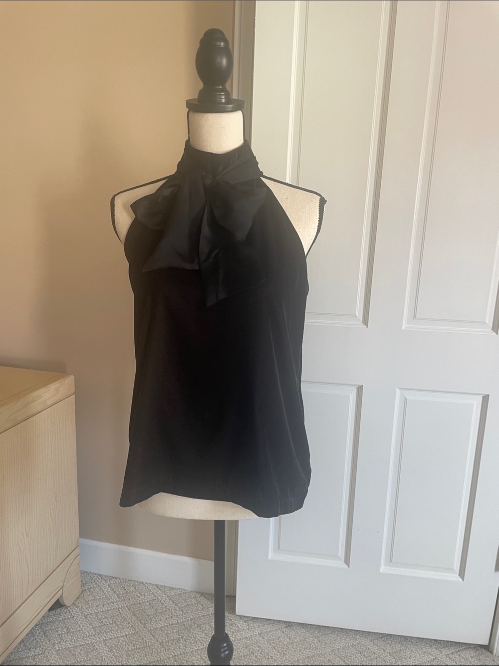Ann Taylor Black Halter Bow Neck Camisole